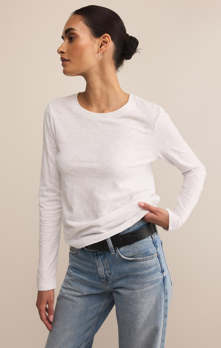 Tops Modern Slub Long Sleeve Top White