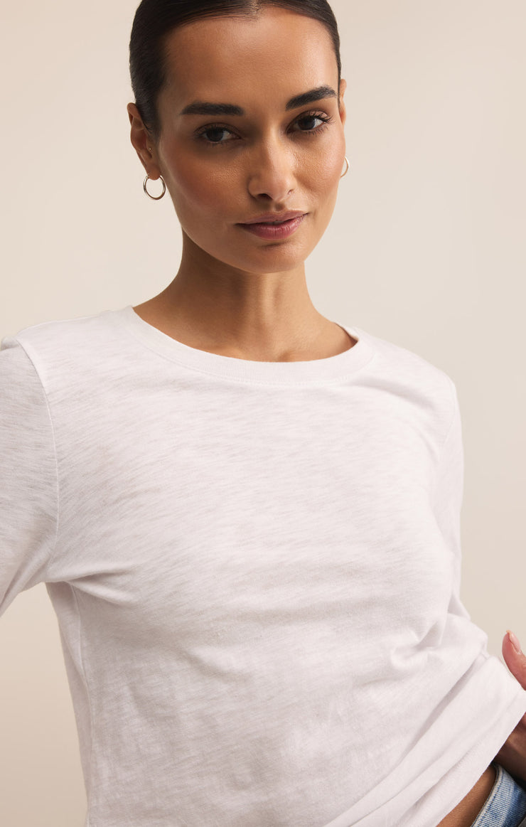 Tops Modern Slub Long Sleeve Top White
