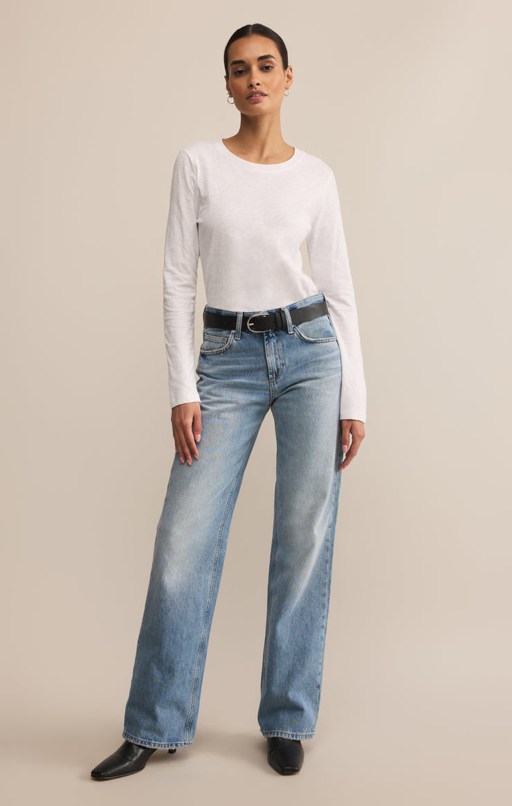 Tops Modern Slub Long Sleeve Top White