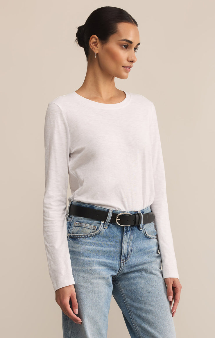 Tops Modern Slub Long Sleeve Top White