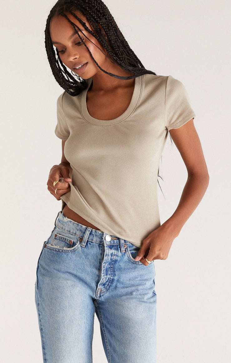 Tops Sirena Short Sleeve Rib Tee Garden Fog
