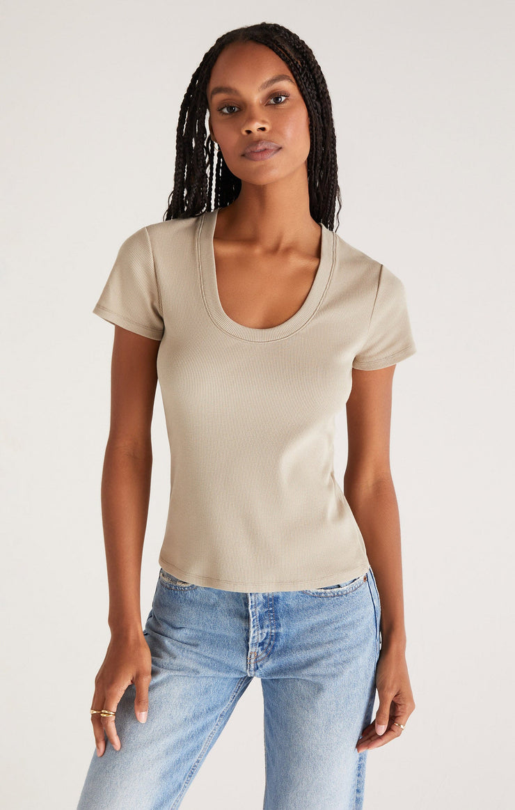 Tops Sirena Short Sleeve Rib Tee Garden Fog