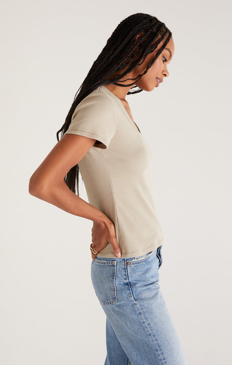 Tops Sirena Short Sleeve Rib Tee Garden Fog