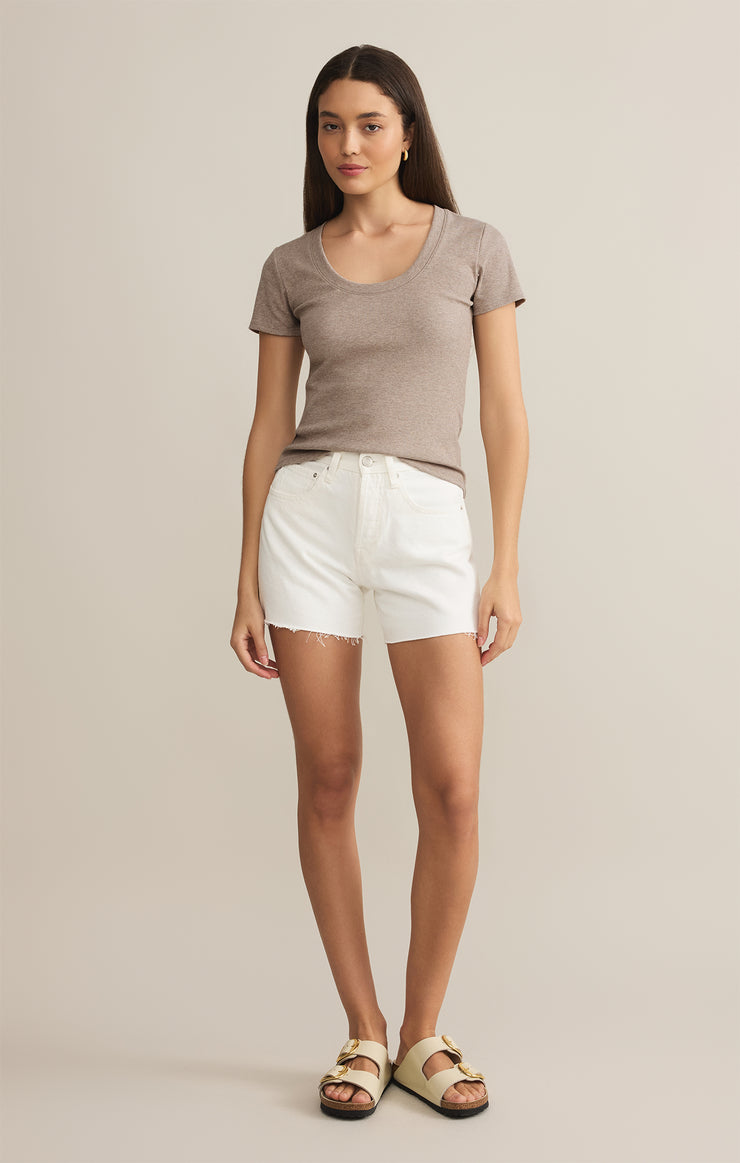 Tops Sirena Short Sleeve Rib Tee Heather Taupe
