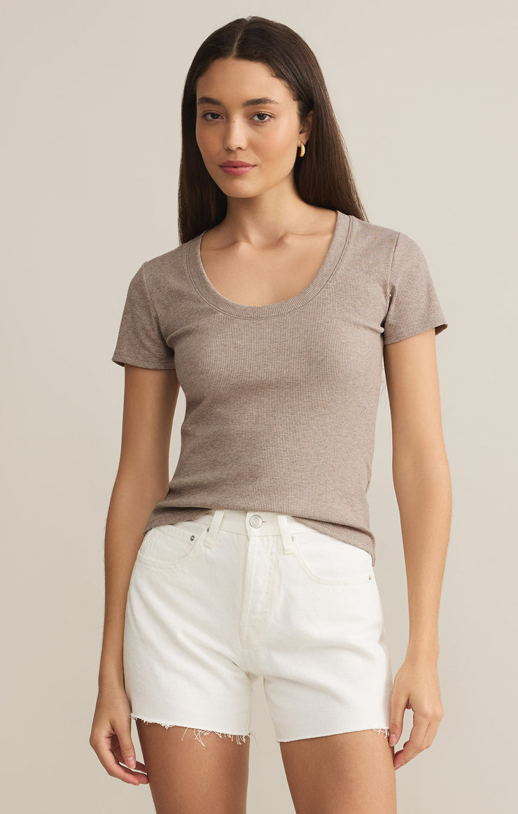 Tops Sirena Short Sleeve Rib Tee Heather Taupe