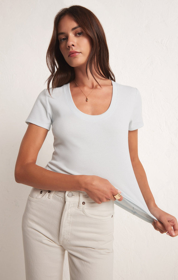 Tops Sirena Short Sleeve Rib Tee Pool Blue