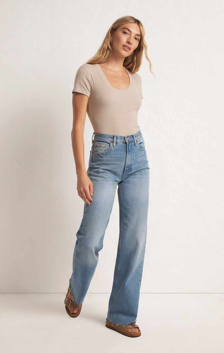 Tops Sirena Short Sleeve Rib Tee Putty