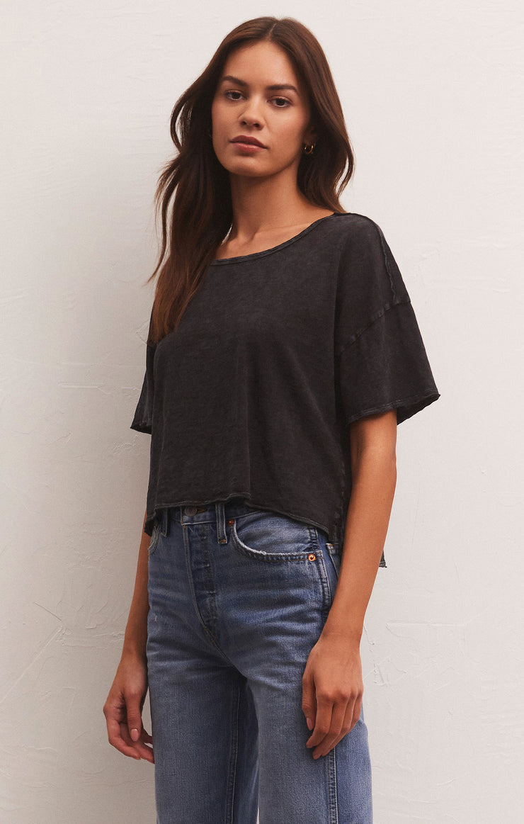 Tops Hazel Slub Tee Black