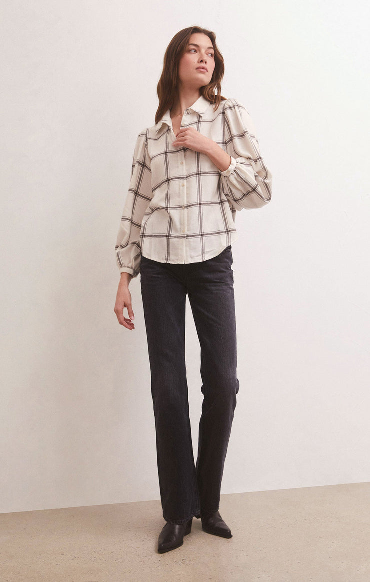 Tops Overland Plaid Blouse Sandstone