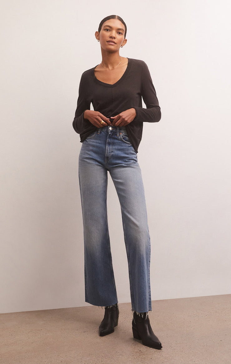 Tops Dream Slub Long Sleeve Tee Black