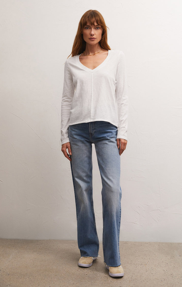 Tops Dream Slub Long Sleeve Tee White