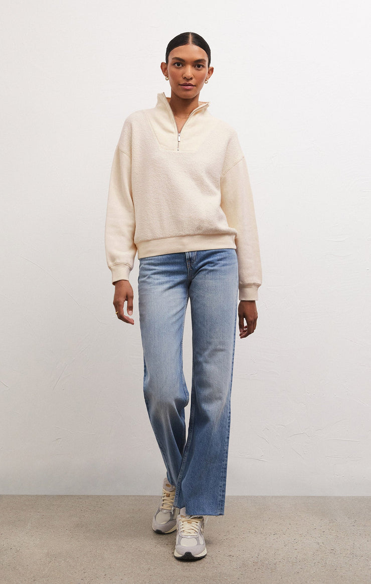 Tops Sequoia Quarter Zip Fleece Sweatshirt Sandstone