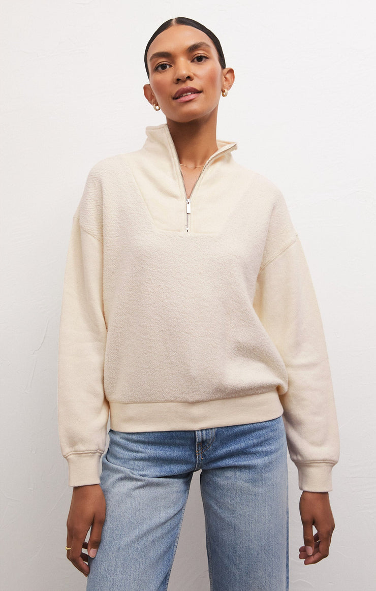 Tops Sequoia Quarter Zip Fleece Sweatshirt Sandstone
