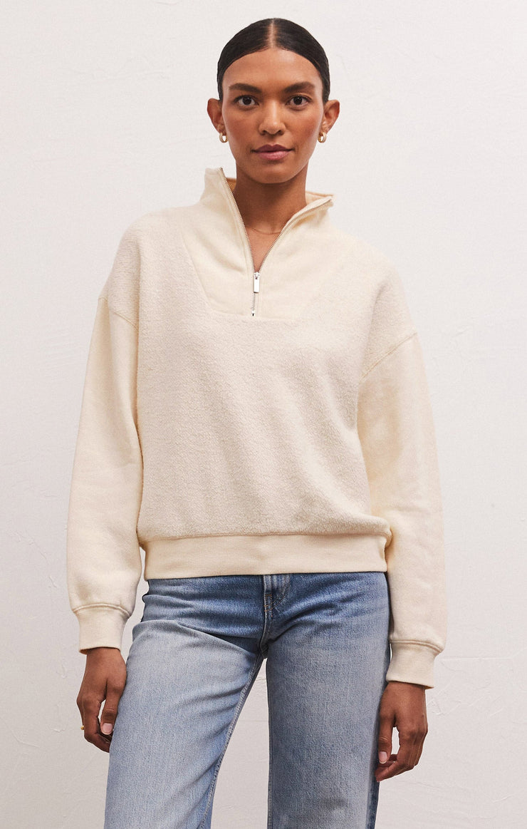Tops Sequoia Quarter Zip Fleece Sweatshirt Sandstone