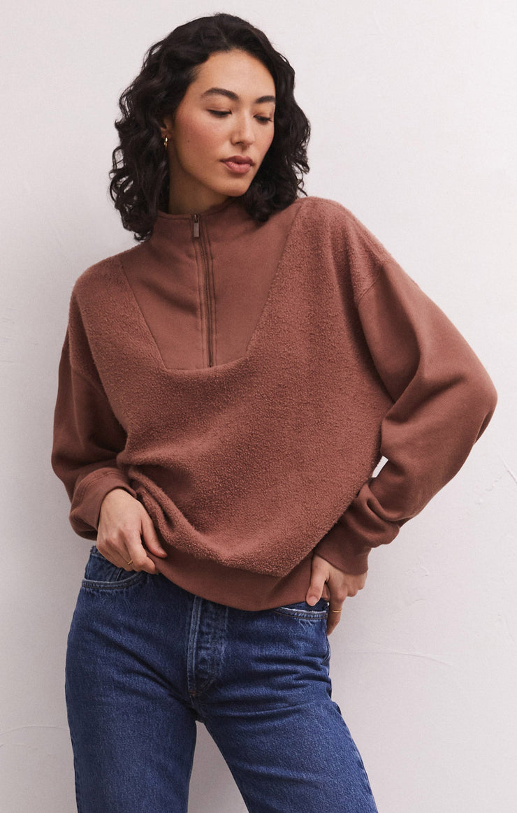 Tops Sequoia Quarter Zip Fleece Sweatshirt Tiger Eye