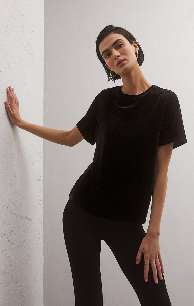 Tops Simone Velvet Top Black