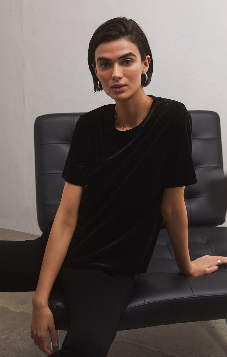 Tops Simone Velvet Top Black