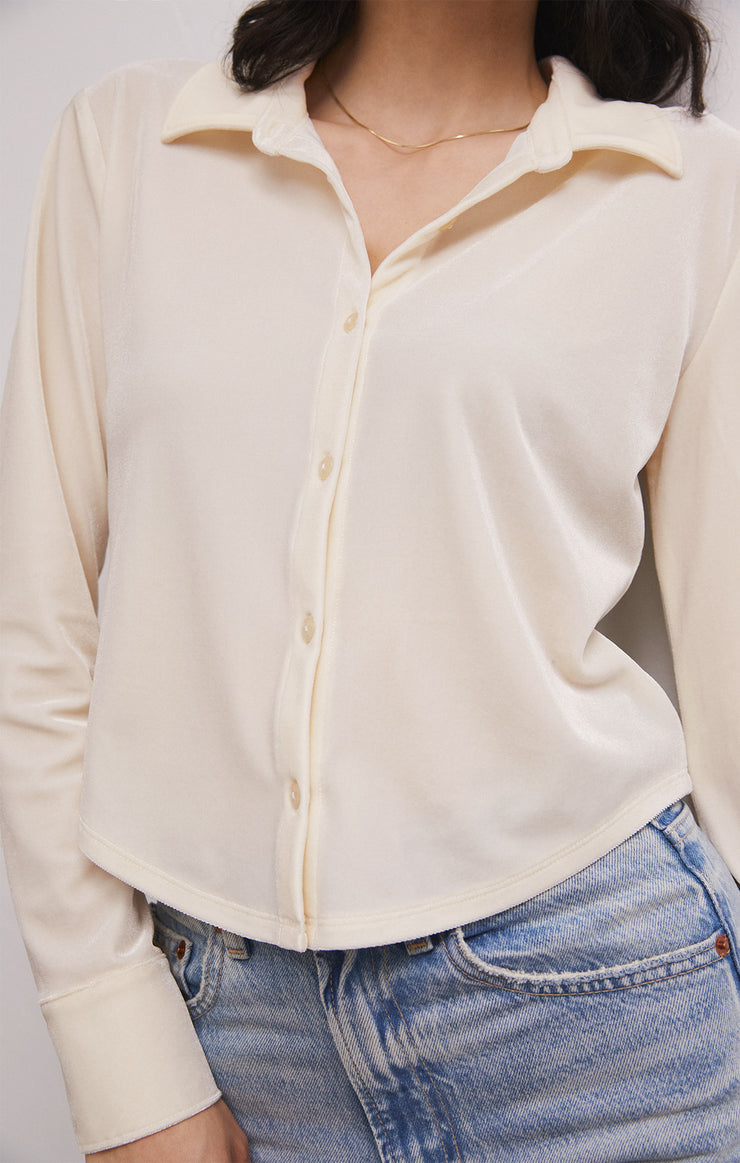 Tops Presley Velvet Top Sandstone