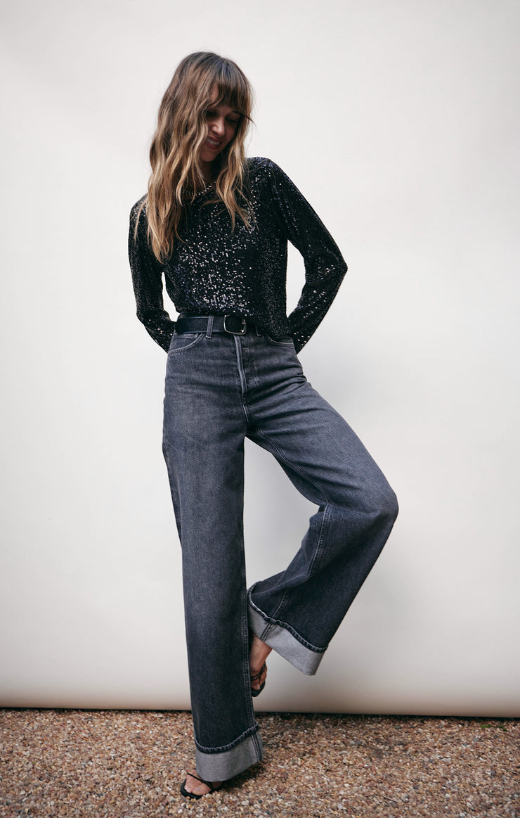 Tops Aurora Sequin Cropped Long Sleeve Top Aurora Sequin Cropped Long Sleeve Top