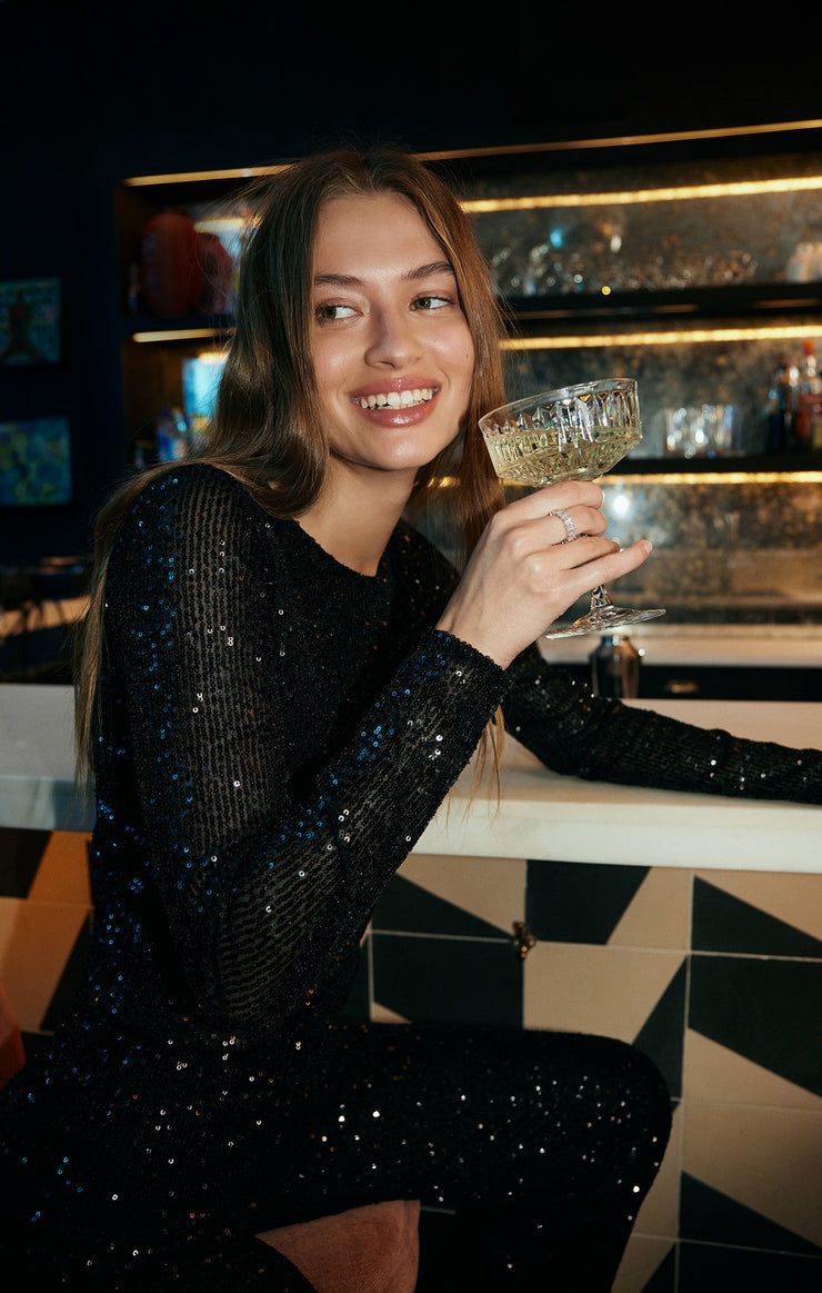 Tops Aurora Sequin Cropped Long Sleeve Top Aurora Sequin Cropped Long Sleeve Top