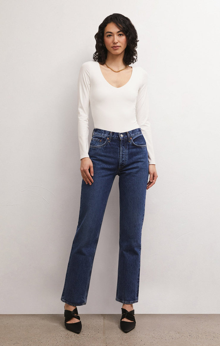 Tops So Smooth V-Neck Bodysuit White