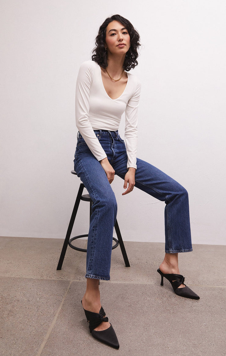 Tops So Smooth V-Neck Bodysuit White
