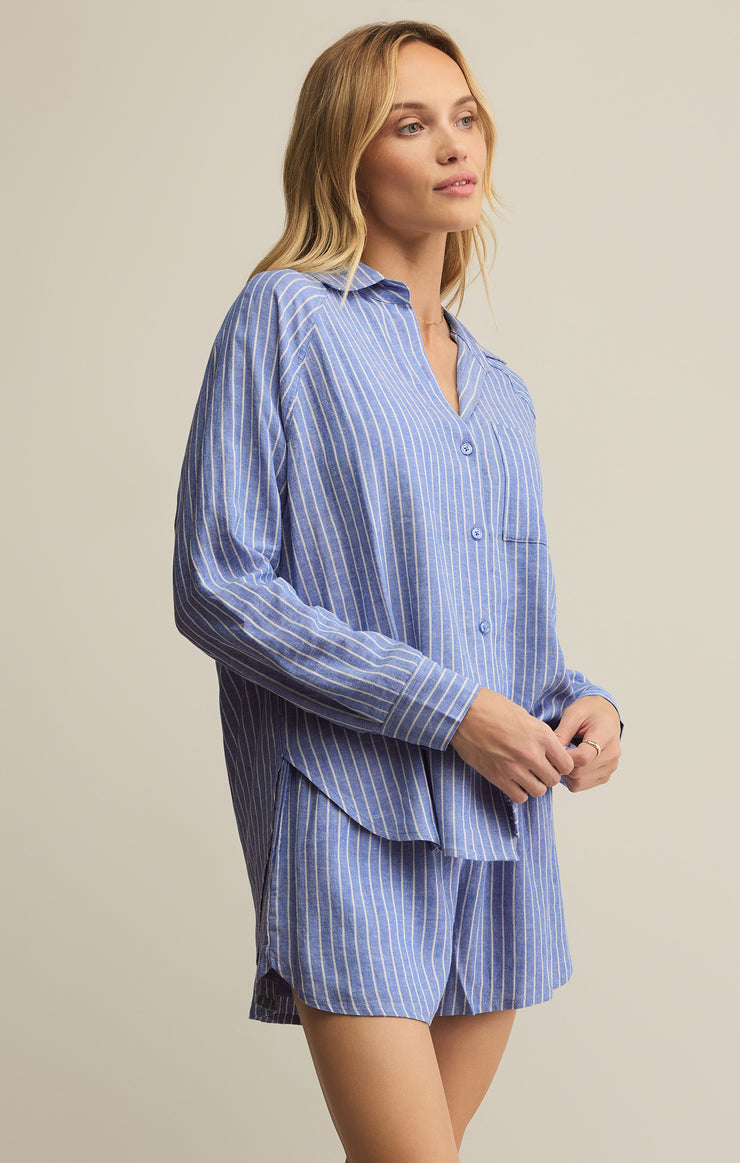 Tops Perfect Linen Striped Top Amparo Blue