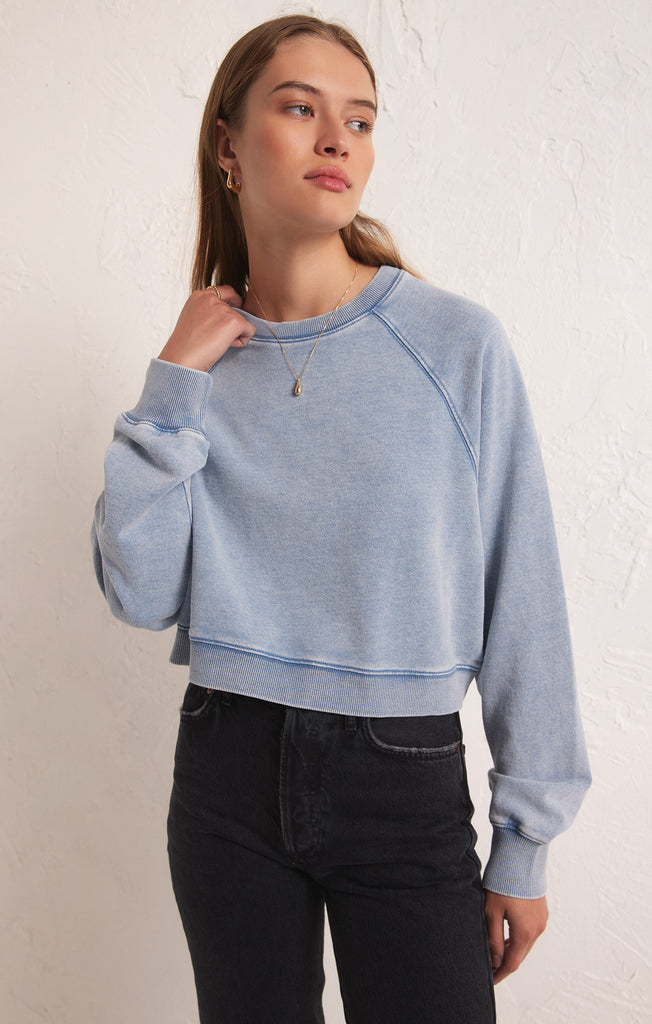 Crop Out Knit Denim Sweatshirt – Z SUPPLY