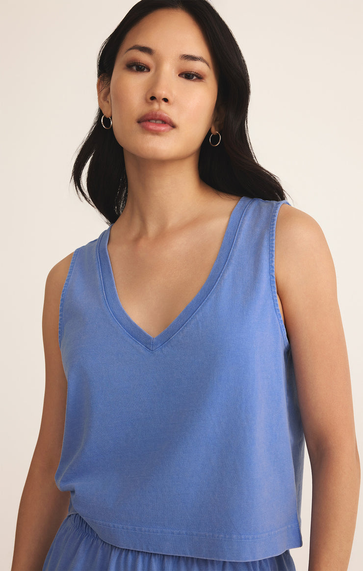 Tops Sloane V-Neck Cotton Jersey Top Bay Blue