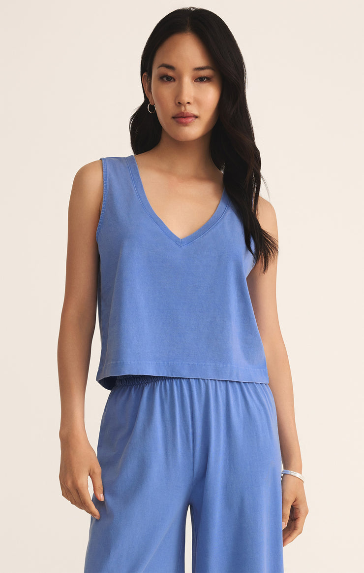 Tops Sloane V-Neck Cotton Jersey Top Bay Blue