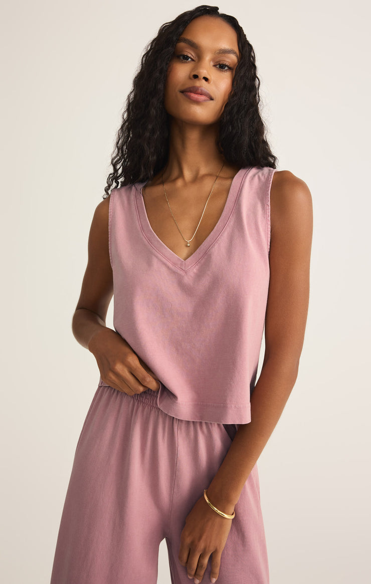 Tops Sloane V-Neck Cotton Jersey Top Pink Smoke