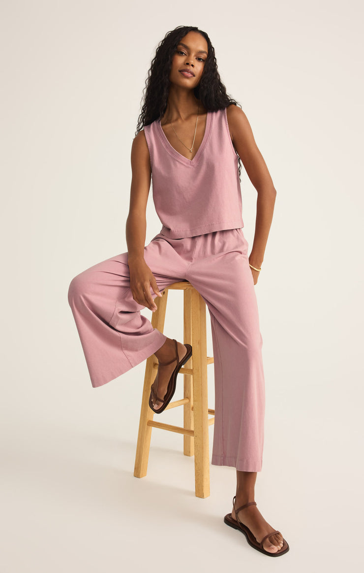 Tops Sloane V-Neck Cotton Jersey Top Pink Smoke