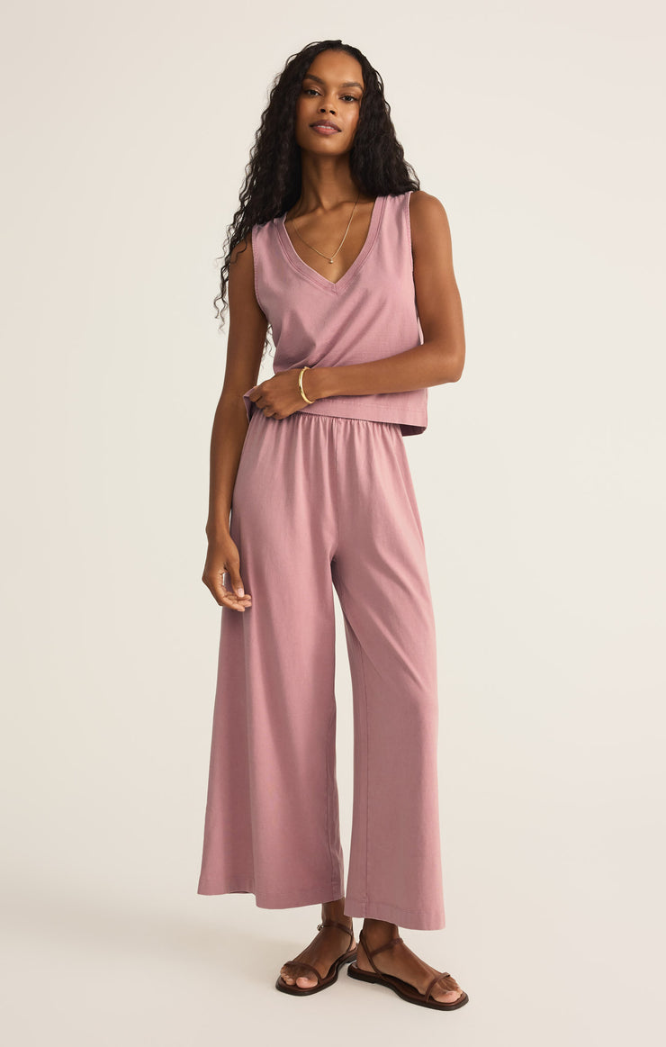 Tops Sloane V-Neck Cotton Jersey Top Pink Smoke