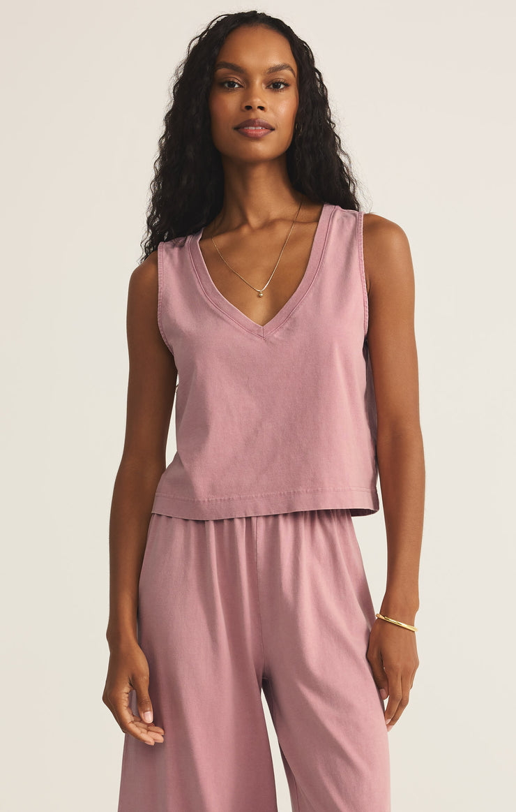 Tops Sloane V-Neck Cotton Jersey Top Pink Smoke
