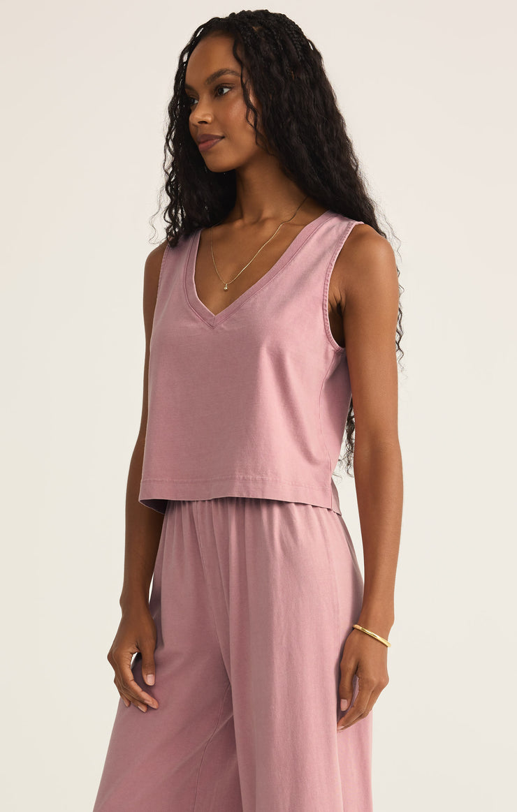 Tops Sloane V-Neck Cotton Jersey Top Pink Smoke