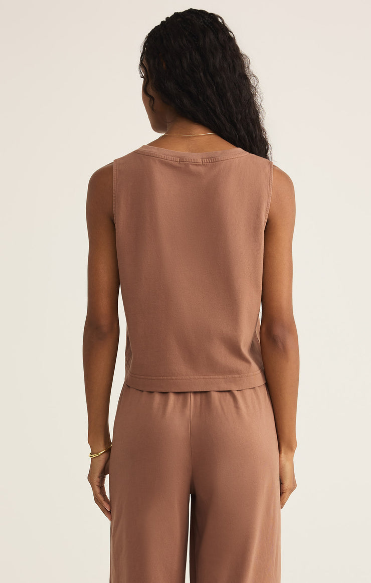 Tops Sloane V-Neck Cotton Jersey Top Teakwood