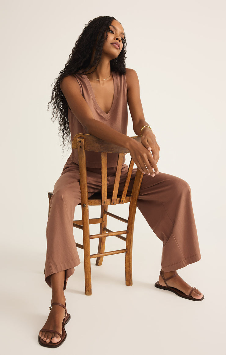 Tops Sloane V-Neck Cotton Jersey Top Teakwood