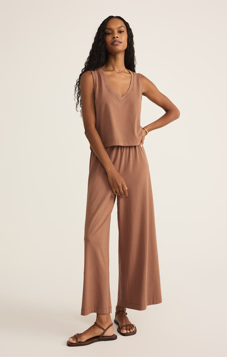 Tops Sloane V-Neck Cotton Jersey Top Teakwood