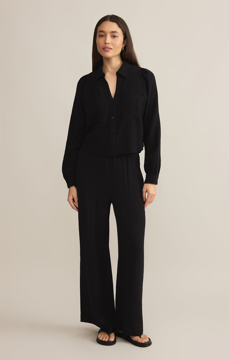 Tops Campo Button Up Gauze Top Black