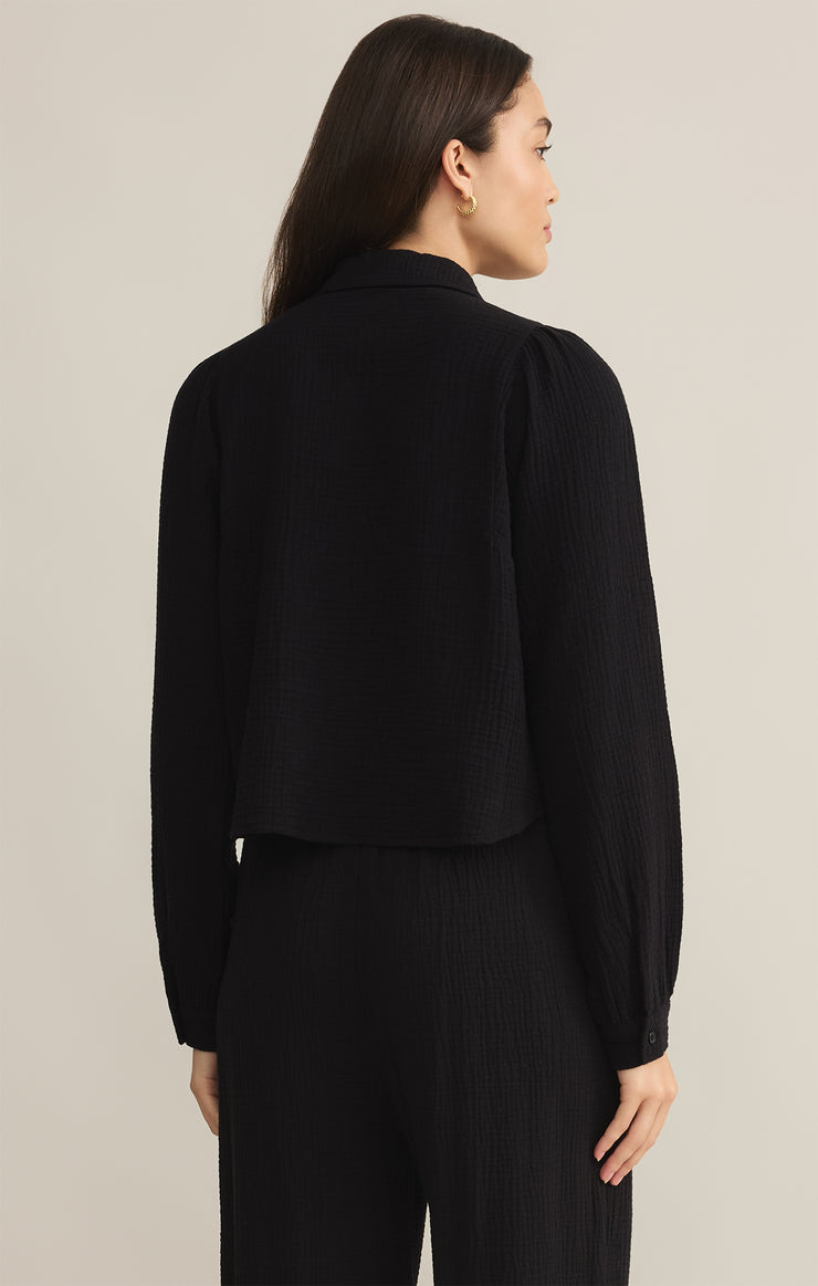 Tops Campo Button Up Gauze Top Black