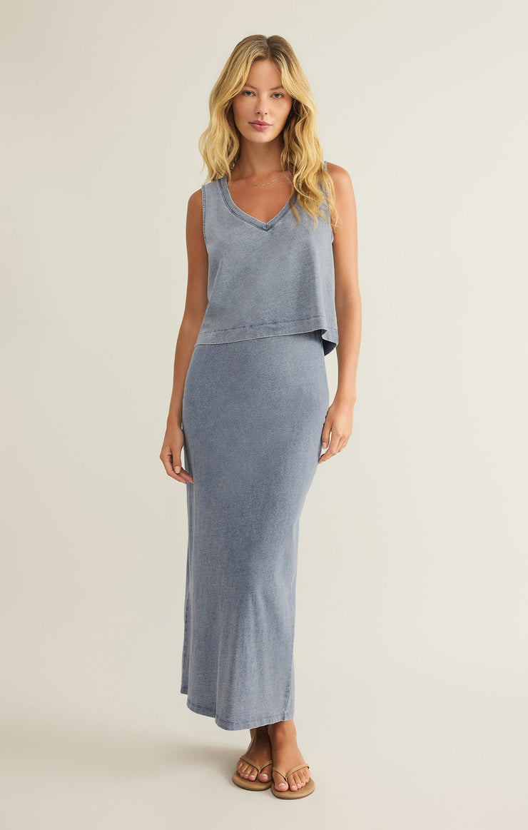 Tops Sloane V-Neck Jersey Denim Top Sloane V-Neck Jersey Denim Top