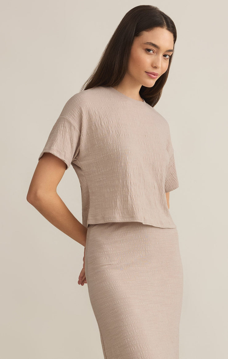 Tops Sway Textured Slub Cropped Tee Sway Textured Slub Cropped Tee
