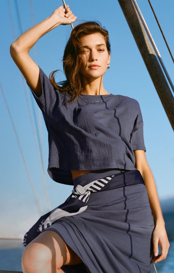 Tops Sway Textured Slub Cropped Tee Sway Textured Slub Cropped Tee