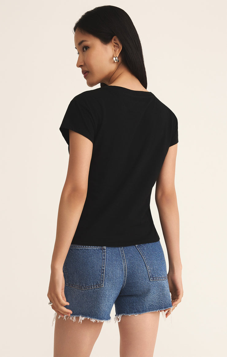 Tops Modern Jersey V-Neck Tee Black
