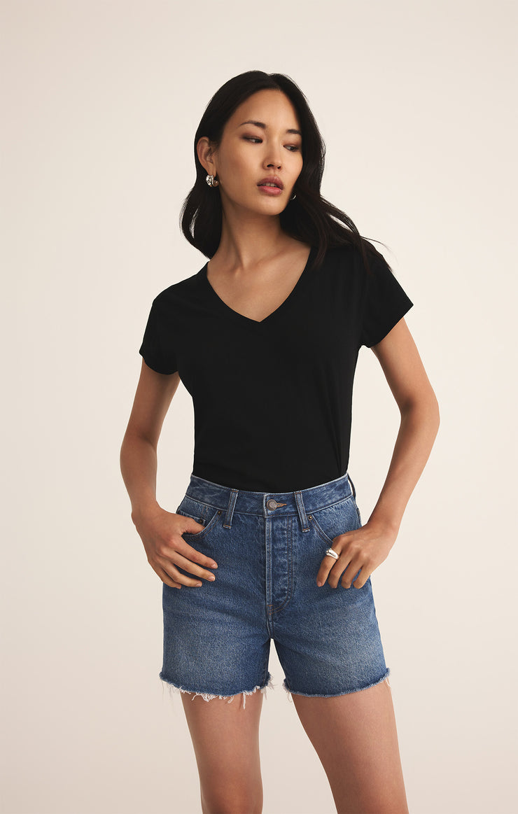 Tops Modern Jersey V-Neck Tee Black
