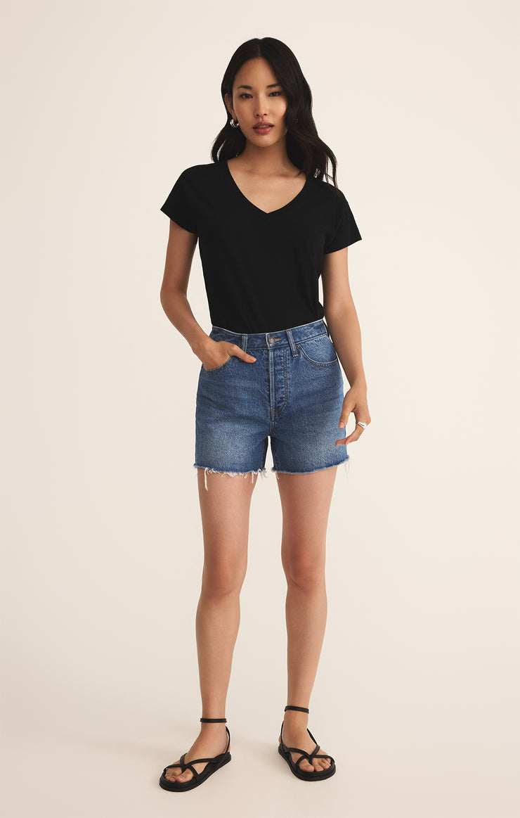 Tops Modern Jersey V-Neck Tee Black