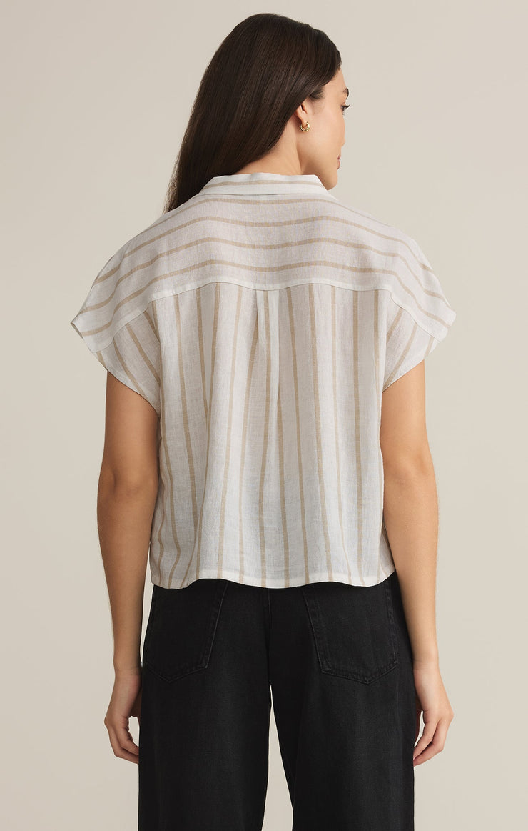 Tops Parallel Striped Linen Top Parallel Striped Linen Top