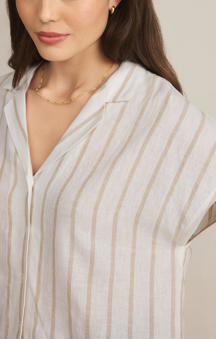 Tops Parallel Striped Linen Top Parallel Striped Linen Top