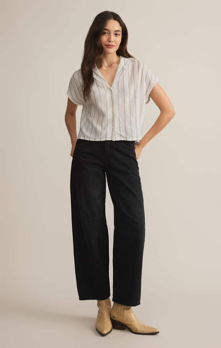Tops Parallel Striped Linen Top Parallel Striped Linen Top