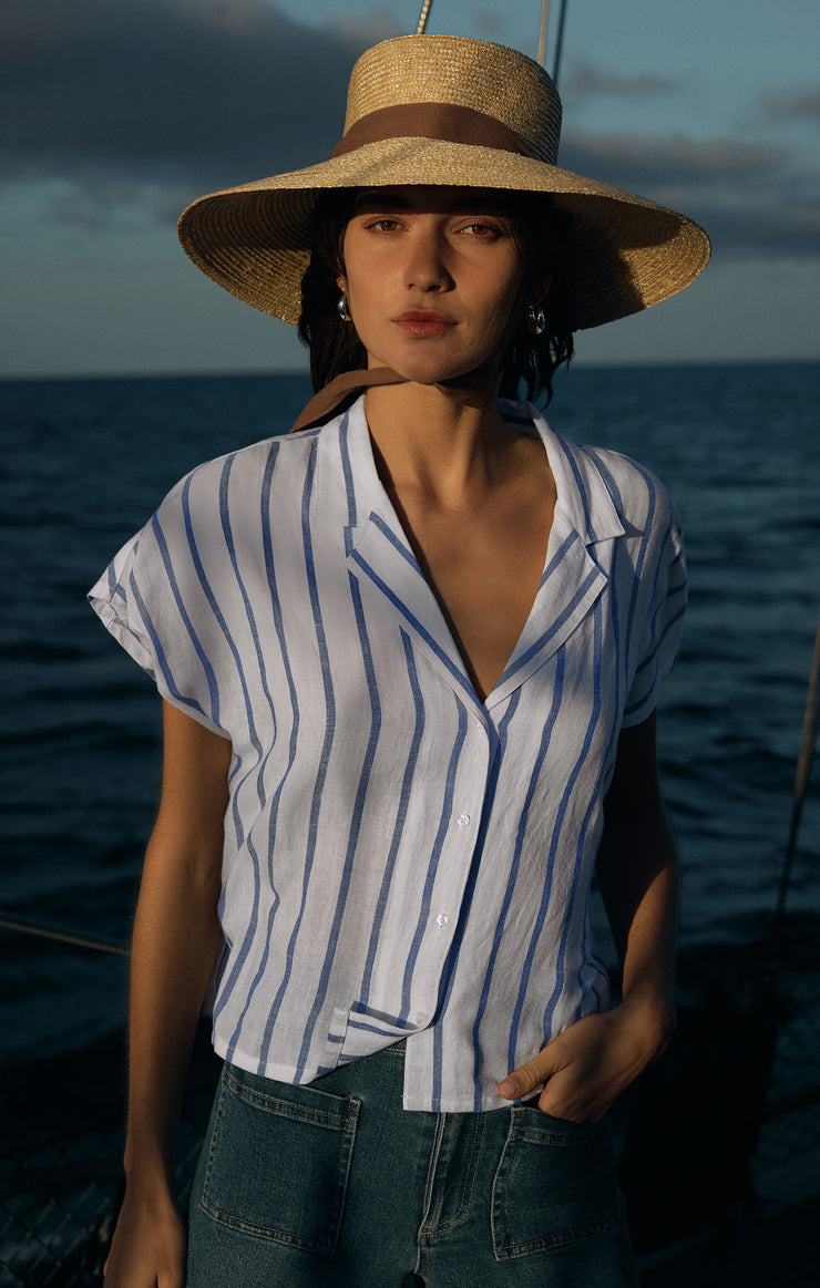 Tops Parallel Striped Linen Top Parallel Striped Linen Top